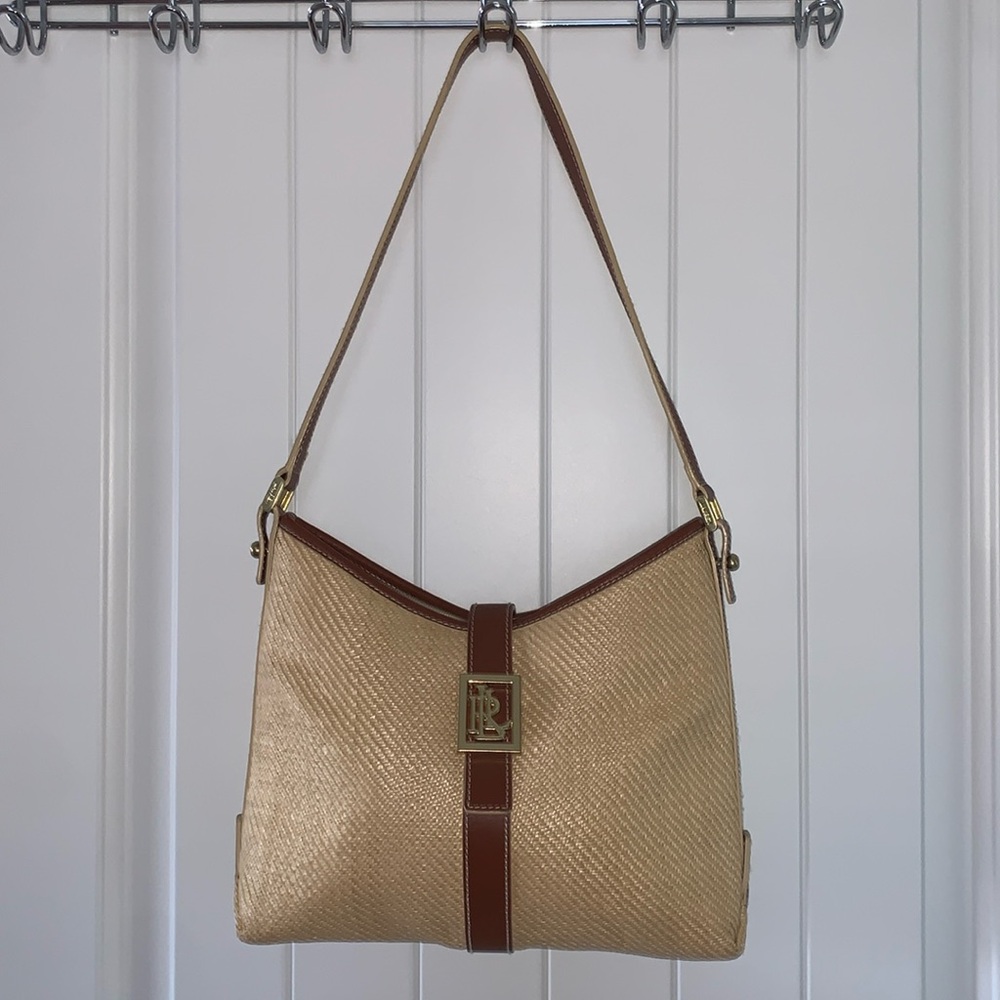 Ralph Lauren Gold and Brown Shoulder Bag